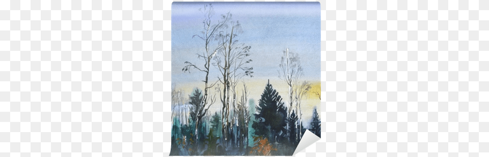 Fotomural Paisaje Con Forest Watercolor Painting, Art, Plant, Tree Free Transparent Png