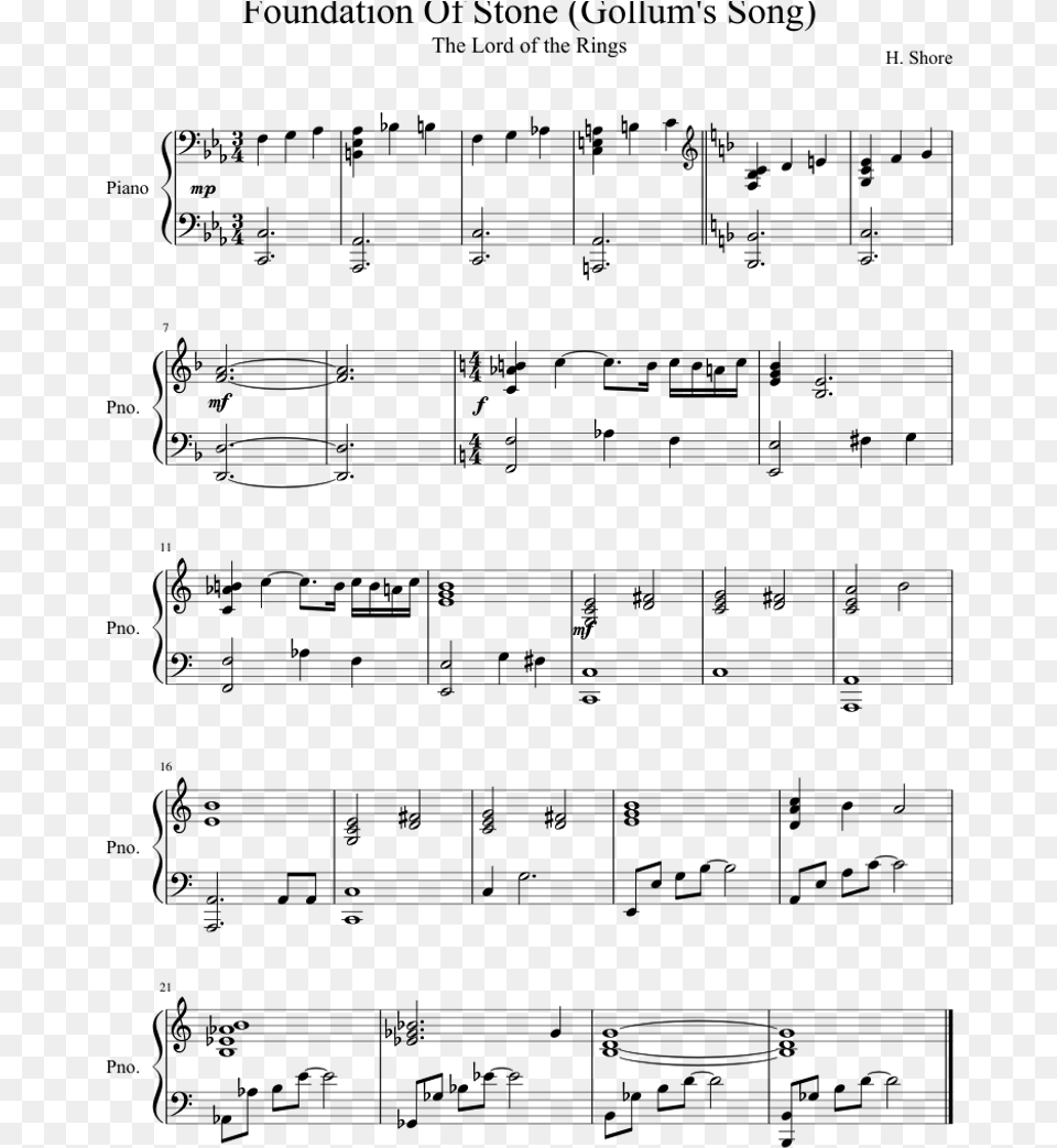 Foundations Of Stone Sheet Music For Piano, Gray Free Png