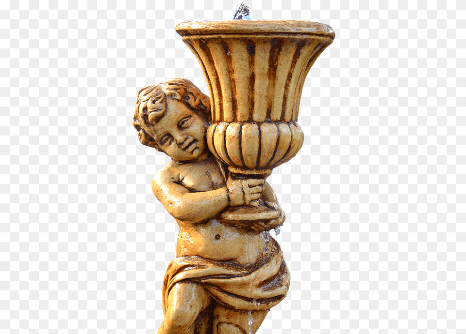 Fountain Angel Water Statue Figure Water Feature Statue, Architecture, Person Png