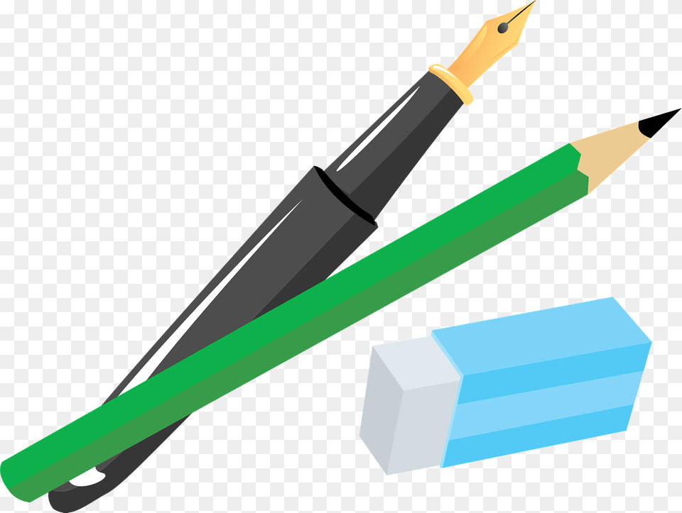 Fountain Pen Pencil And Eraser Clipart, Blade, Dagger, Knife, Weapon Png Image