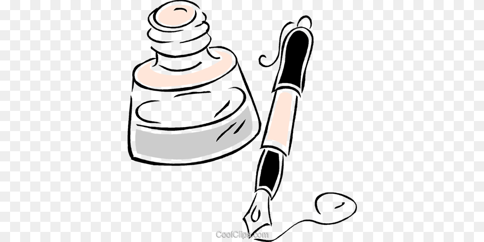 Fountain Pen With Inkwell Royalty Vector Clip Art, Bottle, Ink Bottle Free Transparent Png