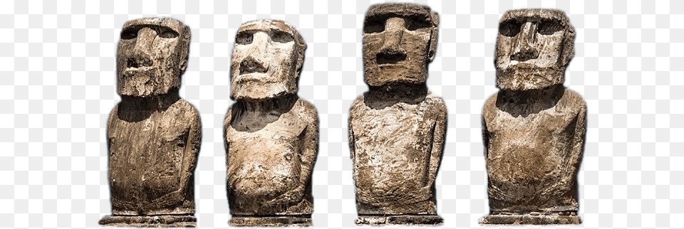 Four Aligned Easter Island Moai Statues Moai, Archaeology, Adult, Wedding, Person Free Png Download