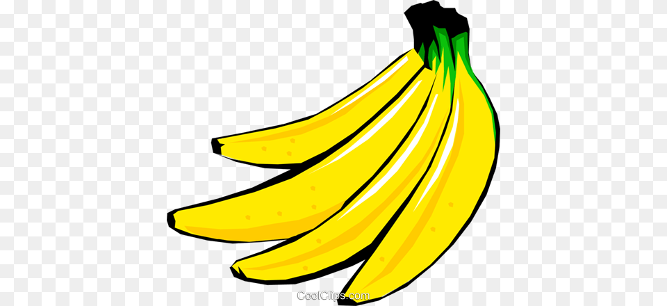Four Bananas Royalty Vector Clip Art Illustration, Banana, Food, Fruit, Plant Png