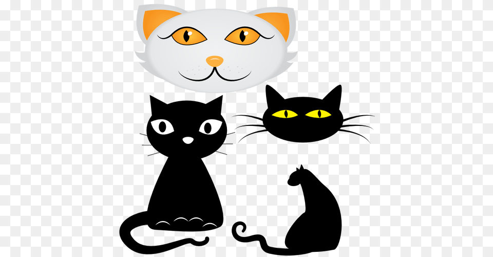 Four Cat Faces Vector Clip Art, Face, Head, Person, Animal Free Png