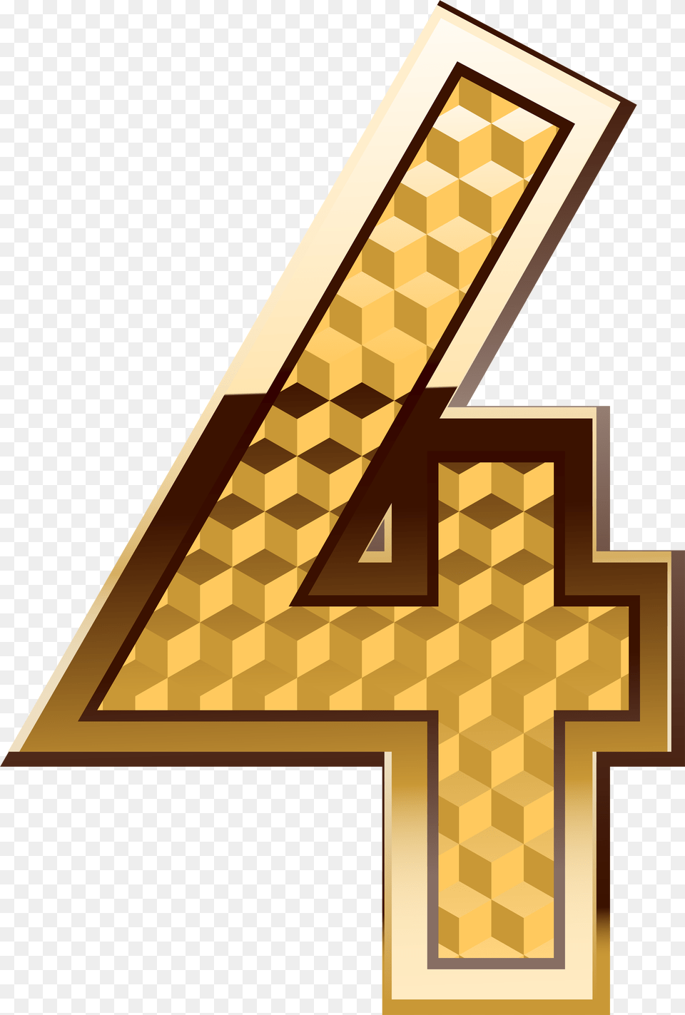 Four Clip Art Gold Number 4, Cross, Symbol, Wood, Text Free Transparent Png