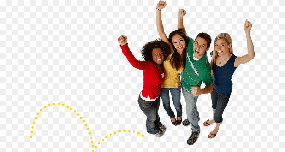 Four College Students With Dots Irregular Plural Person People, Clothing, Pants, Teen, Female Png