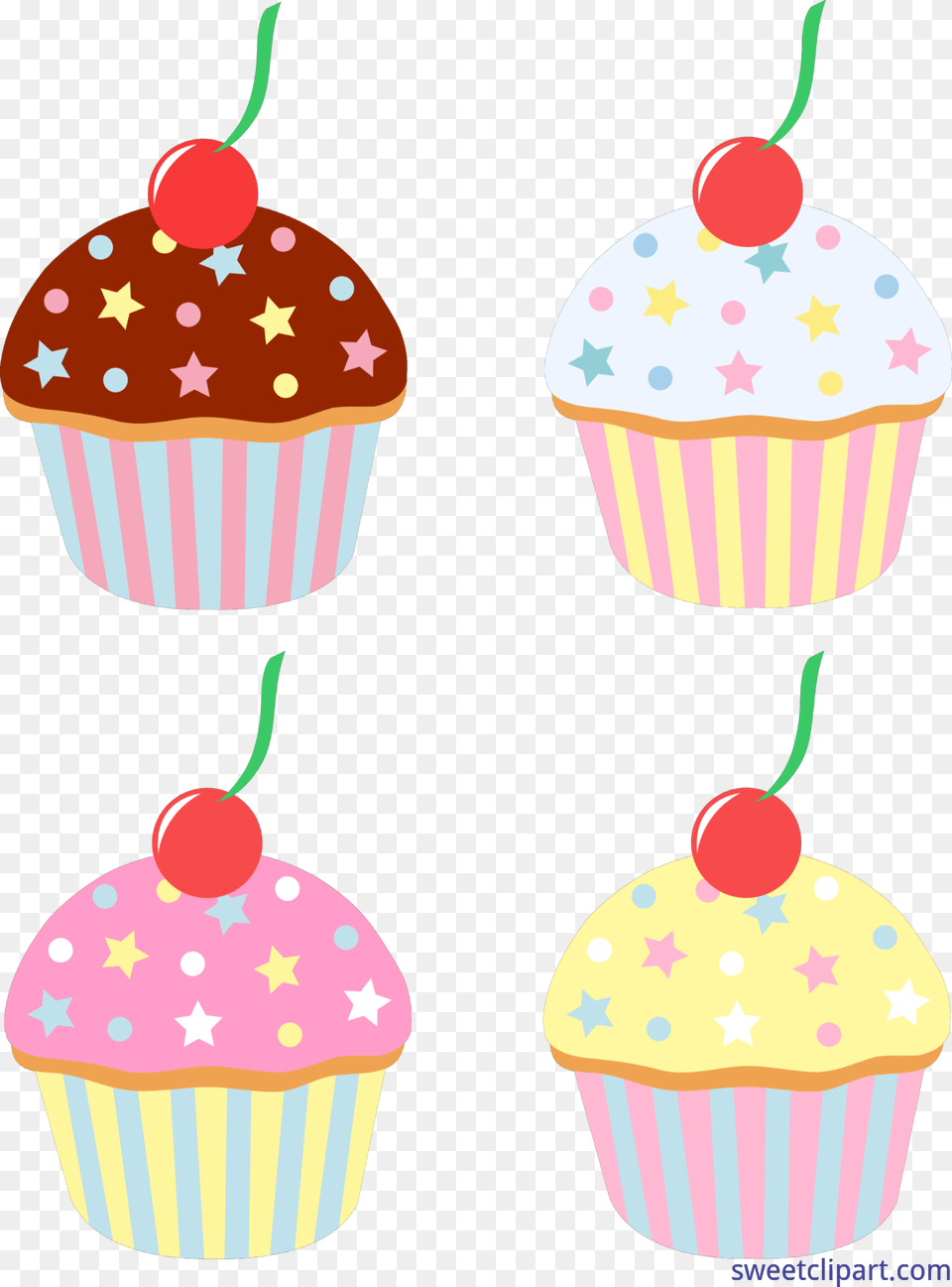 Four Cupcakes Set Clip Art, Cake, Cream, Cupcake, Dessert Free Transparent Png