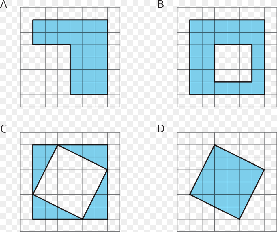 Four Figures Each On A White Square Grid Area Of A Square On A Grid Free Png Download