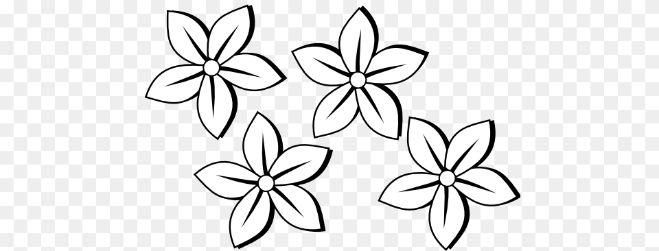 Four Flowers Flora Black White Line Art Tattoo Tatoo, Pattern, Stencil, Floral Design, Graphics Free Transparent Png