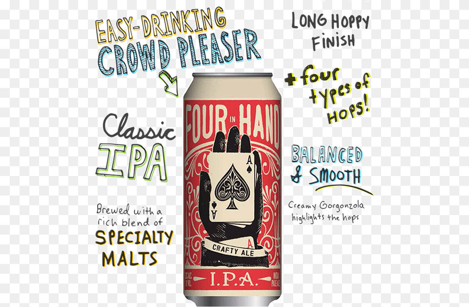 Four In Hand Ipa World Brews, Advertisement, Can, Tin, Alcohol Png Image