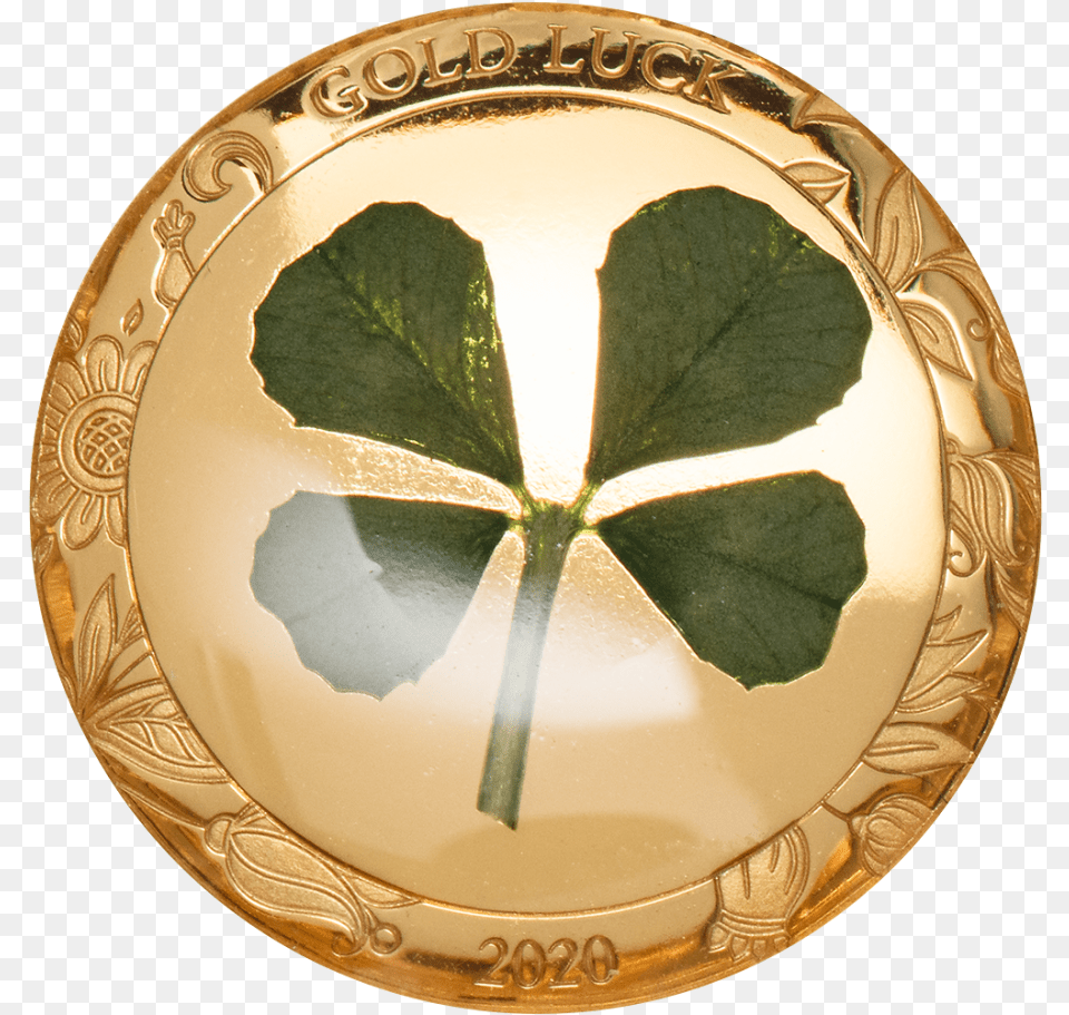 Four Leaf Clover 2020 U2013 Cit Coin Invest Ag Palau 1 Dollar 2020, Gold, Plant, Plate, Photography Png