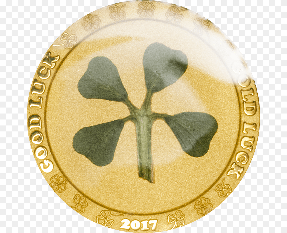 Four Leaf Clover, Gold, Plant, Plate, Emblem Png