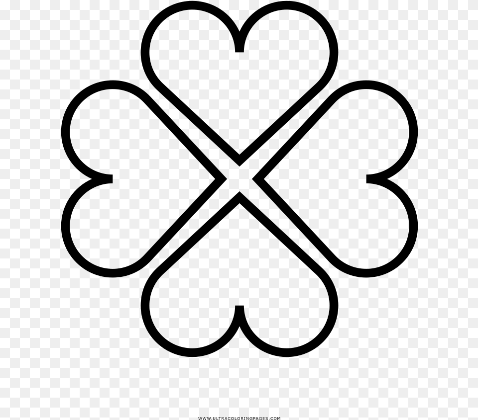 Four Leaf Clover Coloring, Gray Png Image