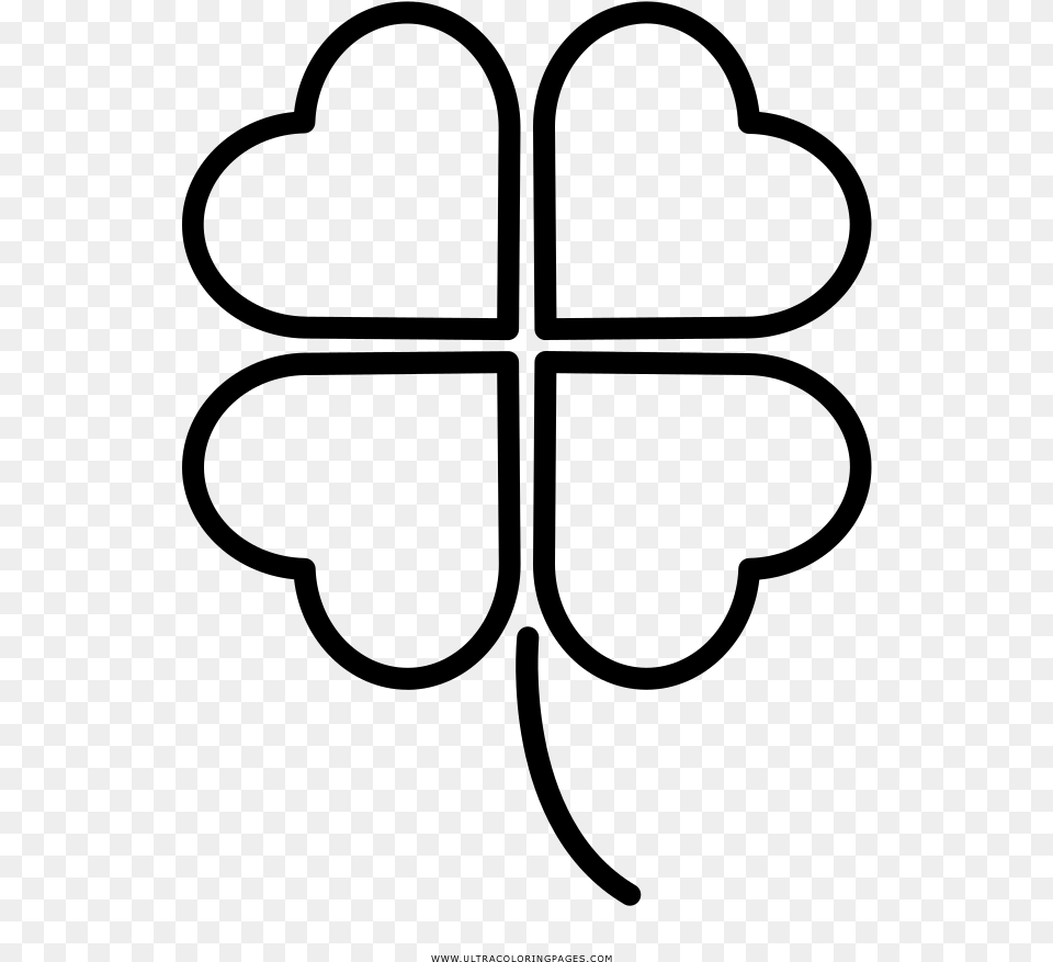 Four Leaf Clover Coloring Pages With, Gray Free Png