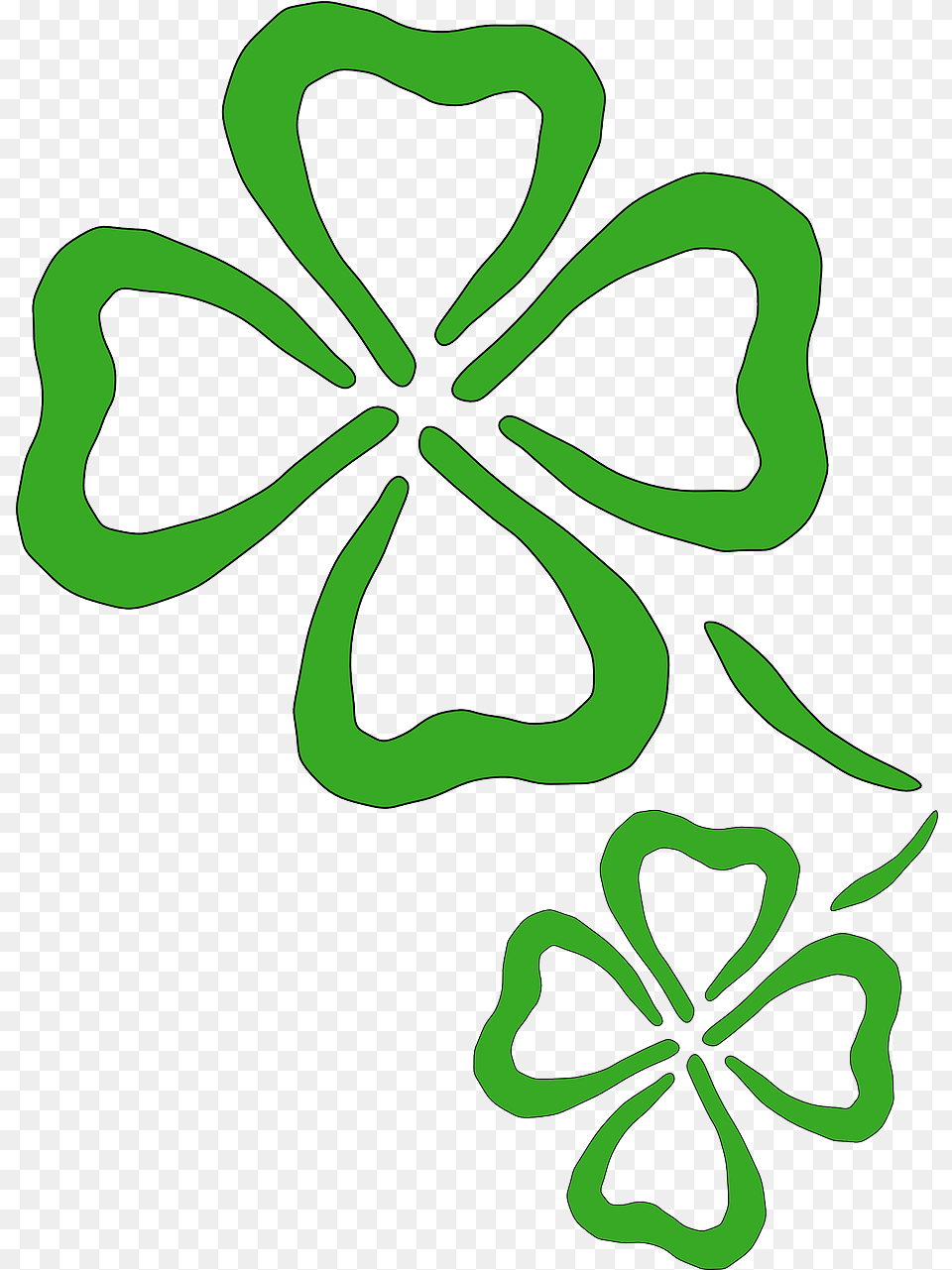 Four Leaf Clover Green Luck Vector Graphic On Pixabay Two Four Leaf Clover, Art, Floral Design, Graphics, Pattern Free Transparent Png