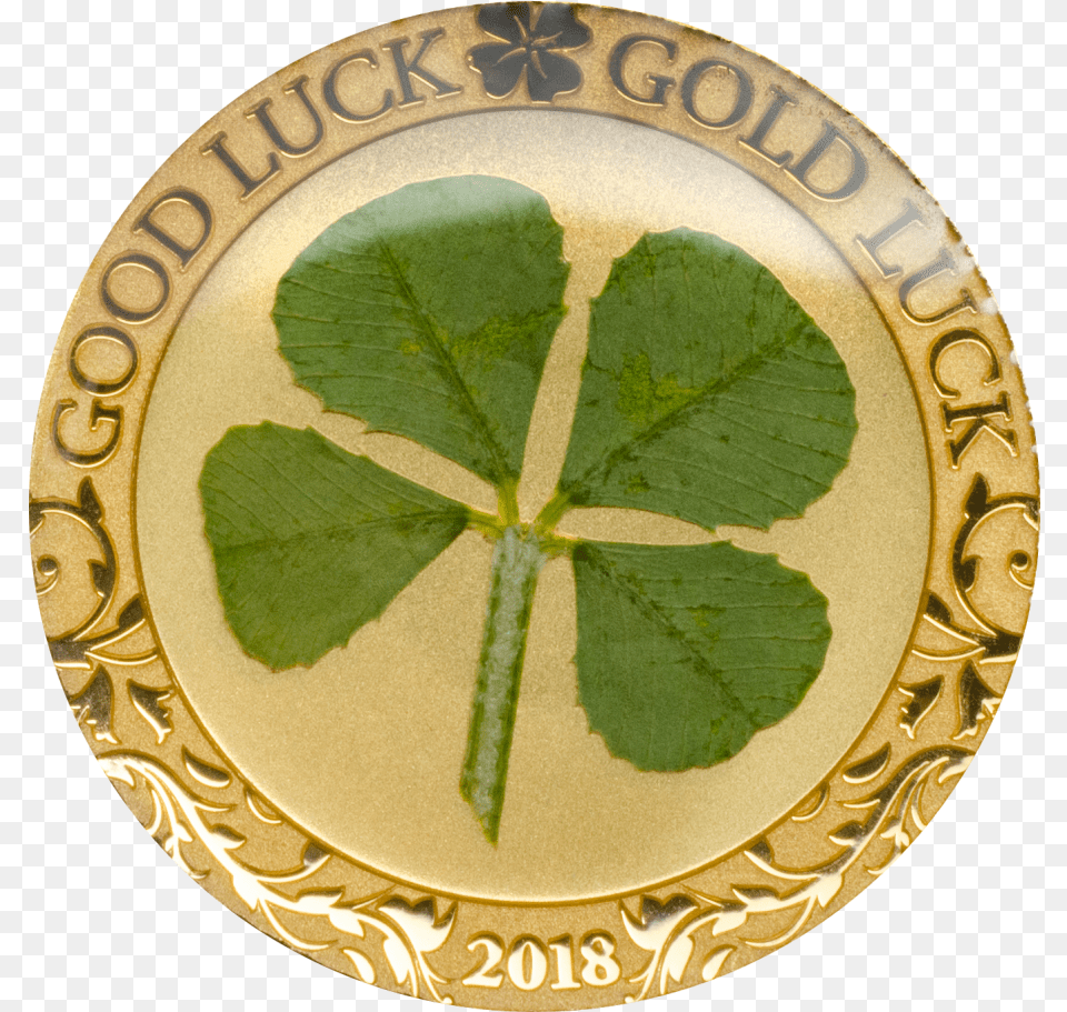 Four Leaf Clover Cit Coin Invest Ag Four Leaf Clover Gold, Plant, Plate Free Png Download
