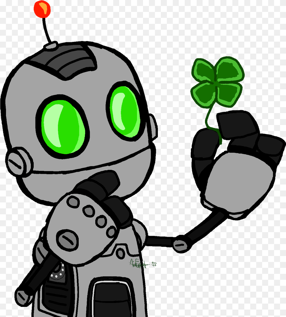 Four Leaf Clover U2014 Weasyl Cartoon, Robot, Baby, Face, Head Png Image