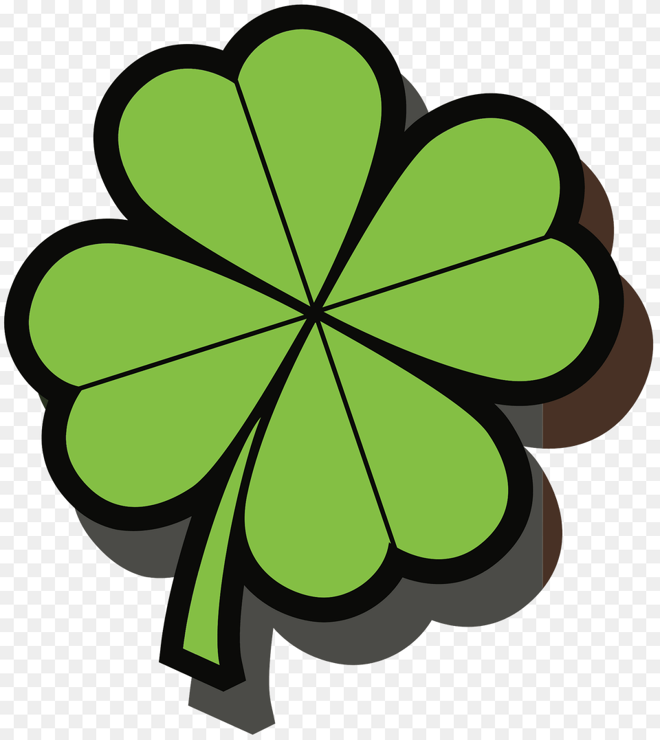 Four Leaf Clover With Shadow Clipart, Green, Plant, Ammunition, Grenade Free Png Download