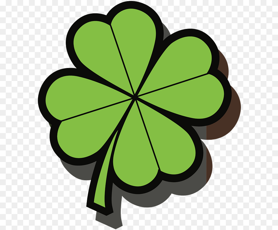 Four Leaf Clover With Shadow Clipart Clover, Green, Plant Free Png Download