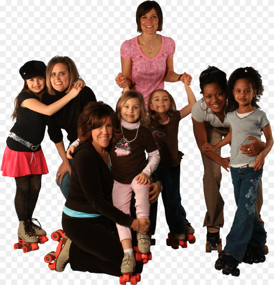 Four Moms 4 Daughters Family Roller Skating, Adult, Person, People, Woman Free Png Download