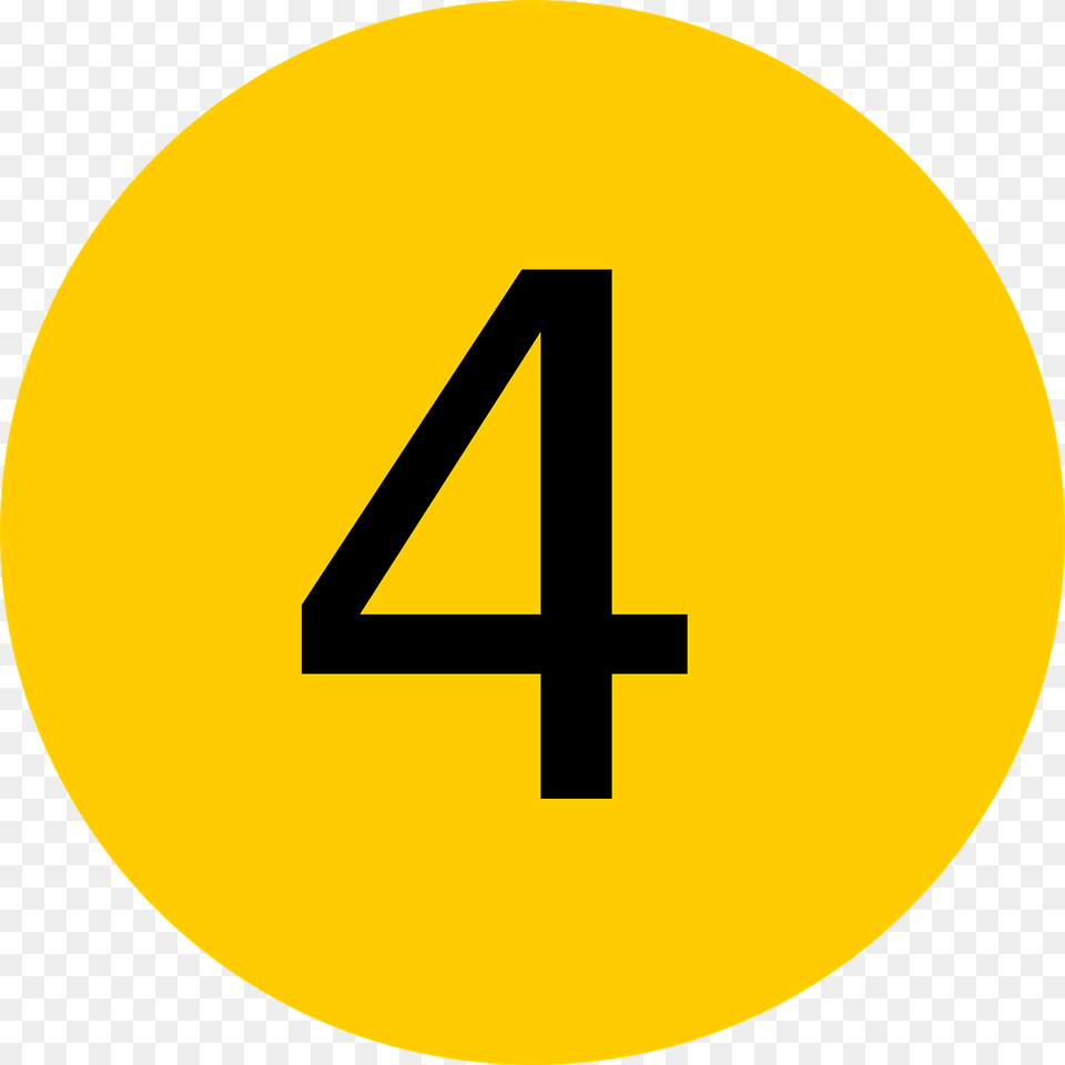 Four Number 4 Symbol Ttc Line 1, Sign, Text, Disk Free Transparent Png
