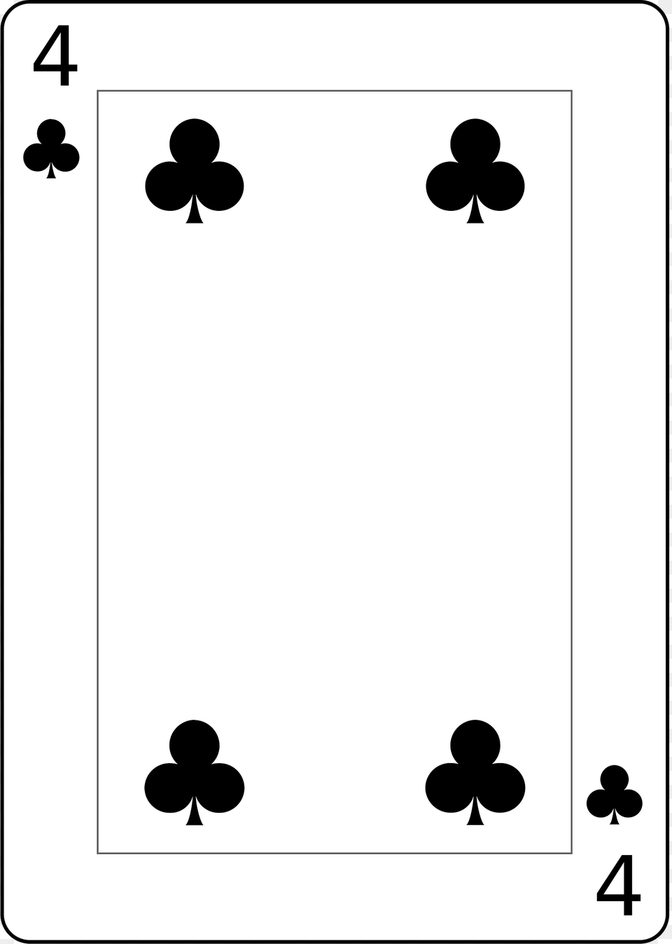 Four Of Clubs Clipart, Stencil Png