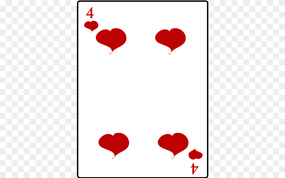 Four Of Hearts Playing Card Vector Illustration Playing Cards Four Of Hearts, Heart Free Transparent Png