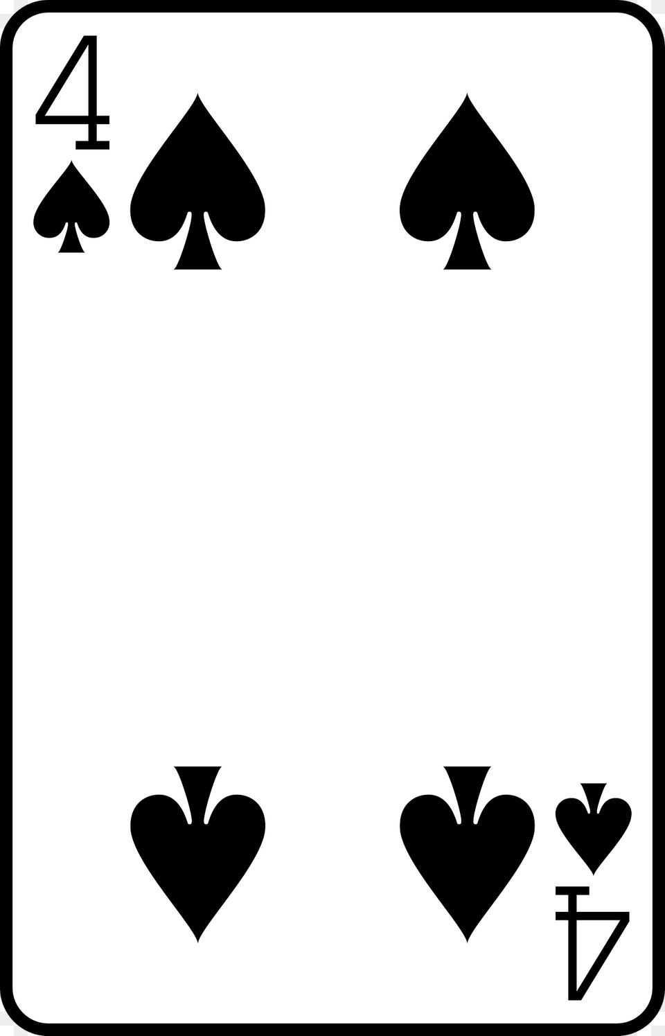 Four Of Spades Clipart, Symbol, Stencil, Sign Png