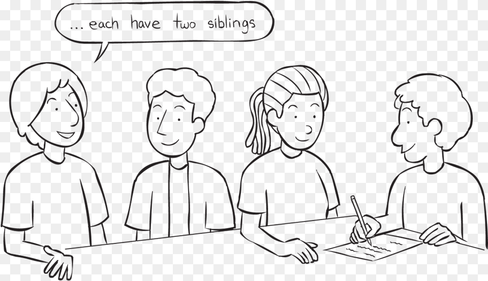 Four People Sitting Around A Table Writing On Paper Line Art, Adult, Male, Man, Person Free Transparent Png