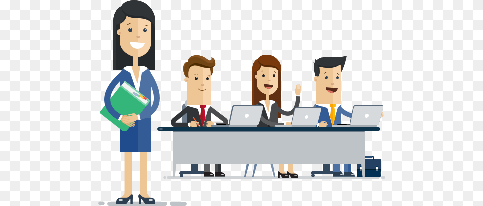 Four People Smiling At A Desk Businessperson, Person, Baby, Boy, Child Free Png Download