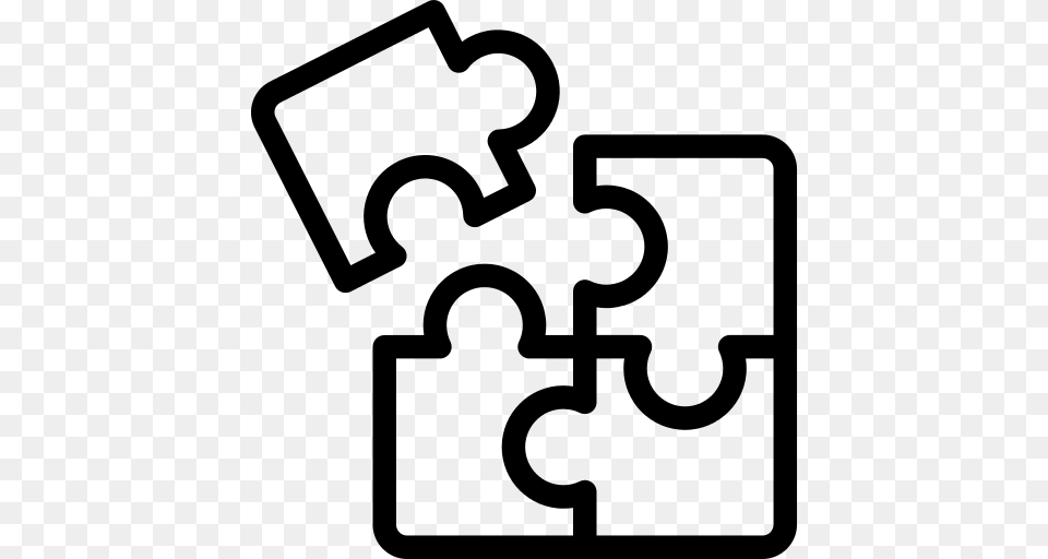 Four Pieces Puzzle Icon, Gray Free Png
