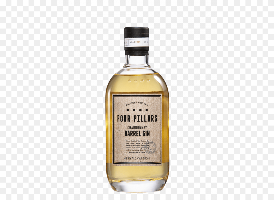 Four Pillars Chardonnay Barrell Gin 2019 Edition Domaine De Canton, Alcohol, Beverage, Liquor, Bottle Png