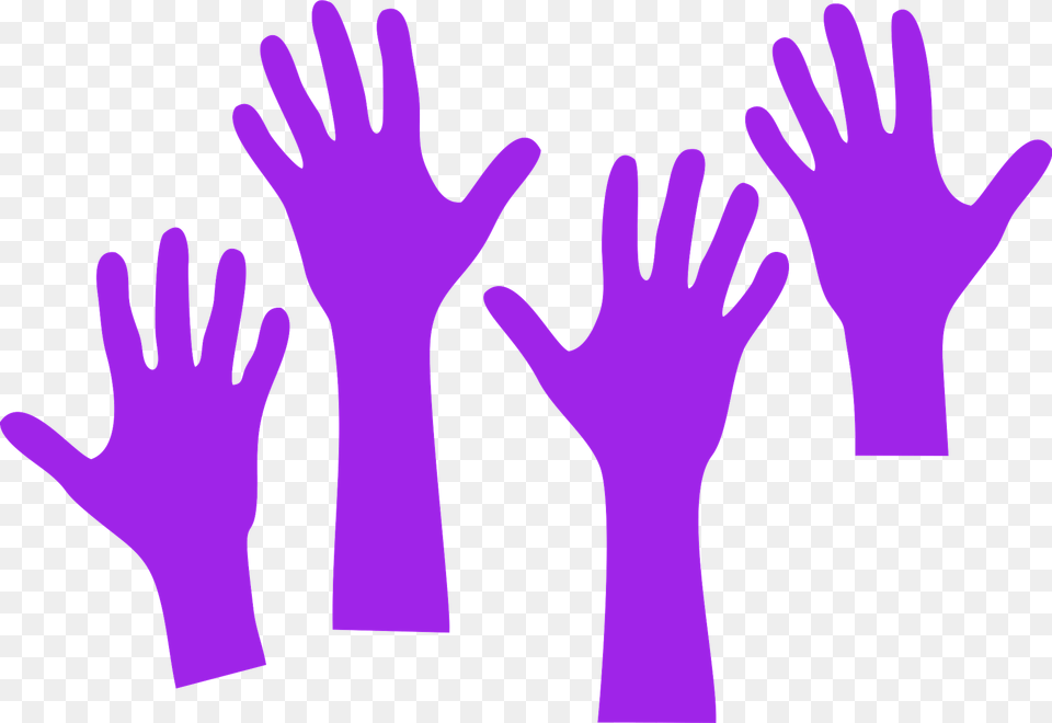 Four Purple Hands Reaching Up, Clothing, Glove, Body Part, Hand Png