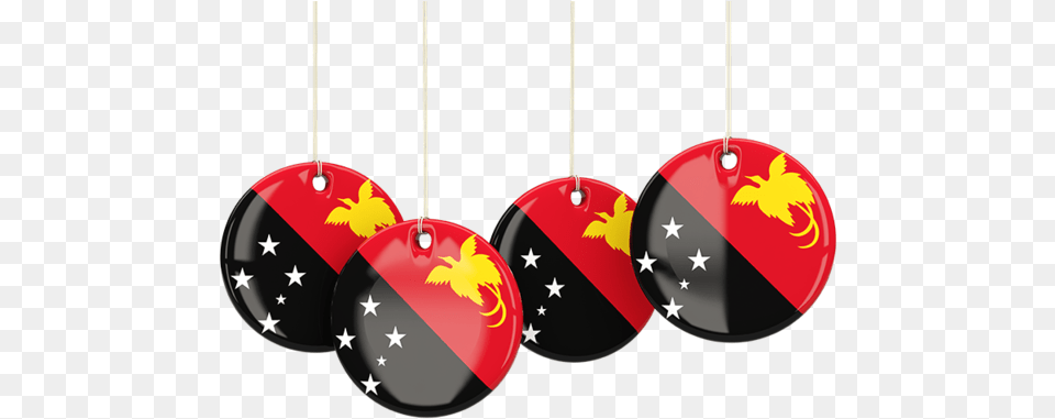 Four Round Labels Papua New Guinea Flag, Accessories, Earring, Jewelry Png Image