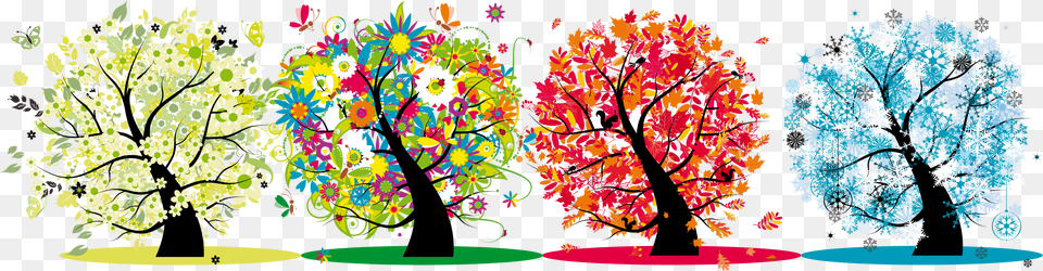 Four Seasons Picture Albero Della Vita Significato, Art, Floral Design, Graphics, Modern Art Png Image