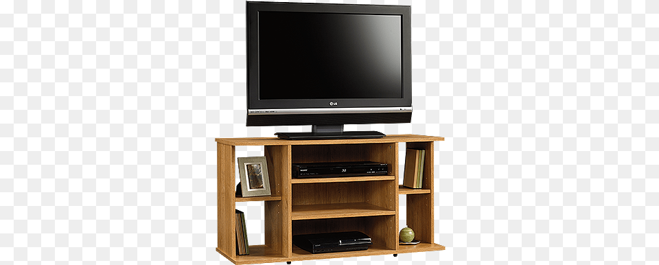 Four Shelf Casual Tv Stand In Medium Oak New Style Of Tv Rack, Computer Hardware, Electronics, Entertainment Center, Screen Png