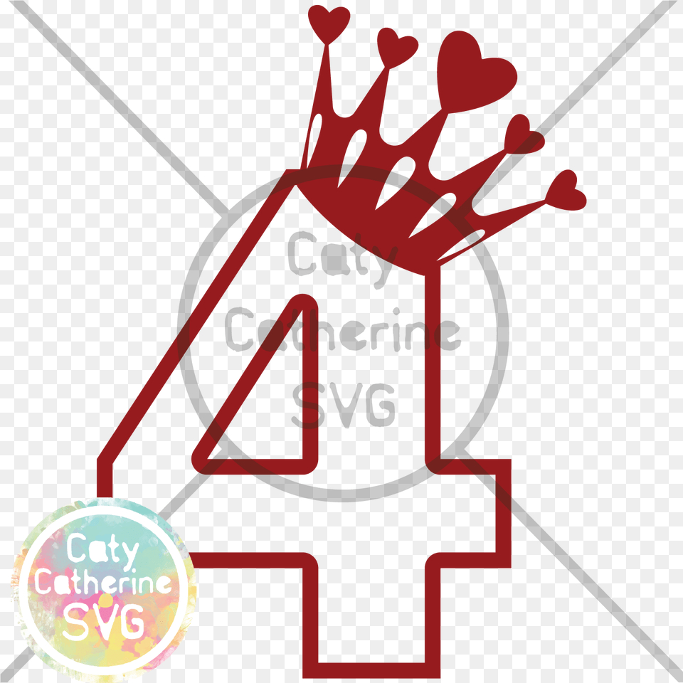 Four Years Old Birthday Heart Crown Princess Svg Cut File File Birthday Princess Svg, Symbol Png