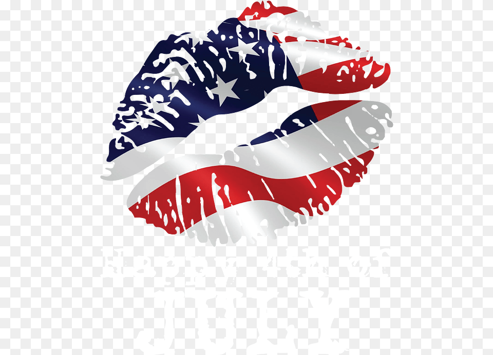 Fourth Of July Sexy American Flag Lips For 4th Baby Onesie American, Advertisement, Poster, Adult, Person Png Image