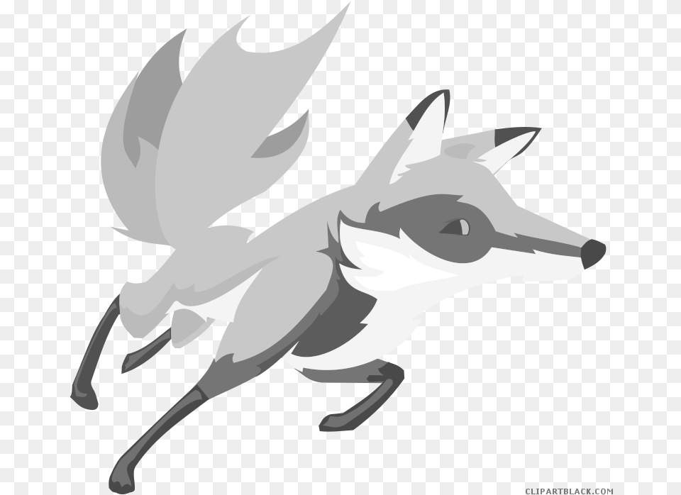 Fox Animal Black White Clipart Images Clipartblack Running Fox Clipart, Fish, Sea Life, Shark, Art Free Png