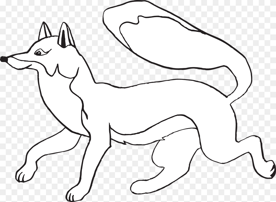 Fox Black And White Fox Free Vector Graphics On Pixabay Running Fox Clipart Black And White, Stencil, Silhouette, Baby, Person Png Image