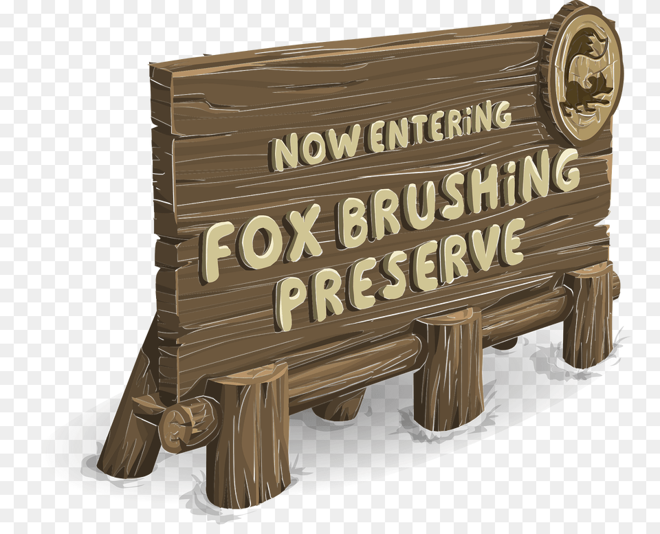 Fox Brushing Preserve Sign Left Clipart, Wood, Text Free Png