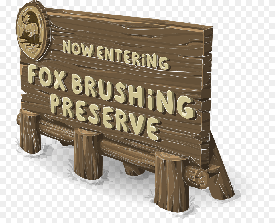 Fox Brushing Preserve Sign Right Clipart, Bench, Furniture, Wood, Text Free Png Download