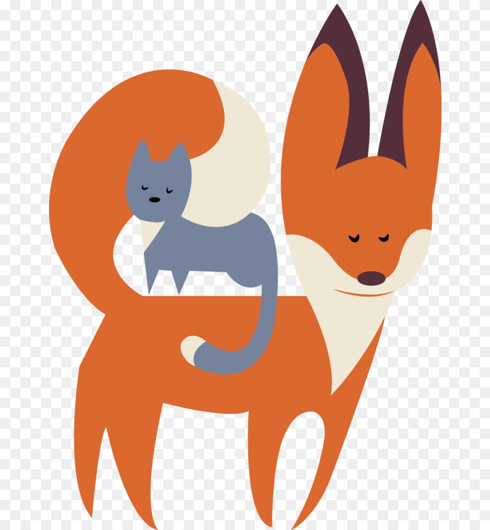 Fox Clipart Cat Fox And Cat Cartoon, Baby, Person, Animal Free Png Download
