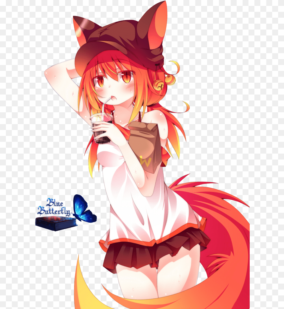 Fox Girl Cat Bunny Cute Anime Fox Girl, Publication, Book, Comics, Adult Png Image