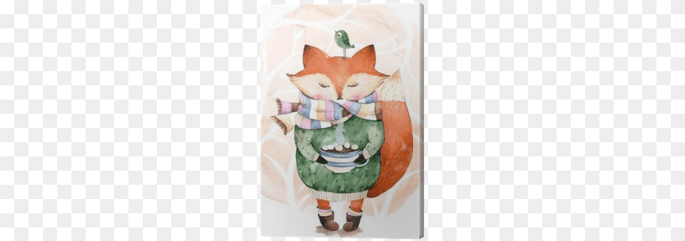 Fox I Ptak W Watercolor Winston Porter Belby Cute Fox And Bird Shower Curtain, Art, Painting, Animal, Pattern Png Image