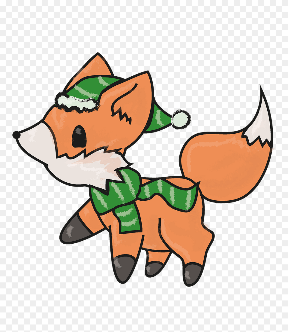Fox In Hat And Scarf Clipart, Elf, Animal, Art, Fish Free Png Download