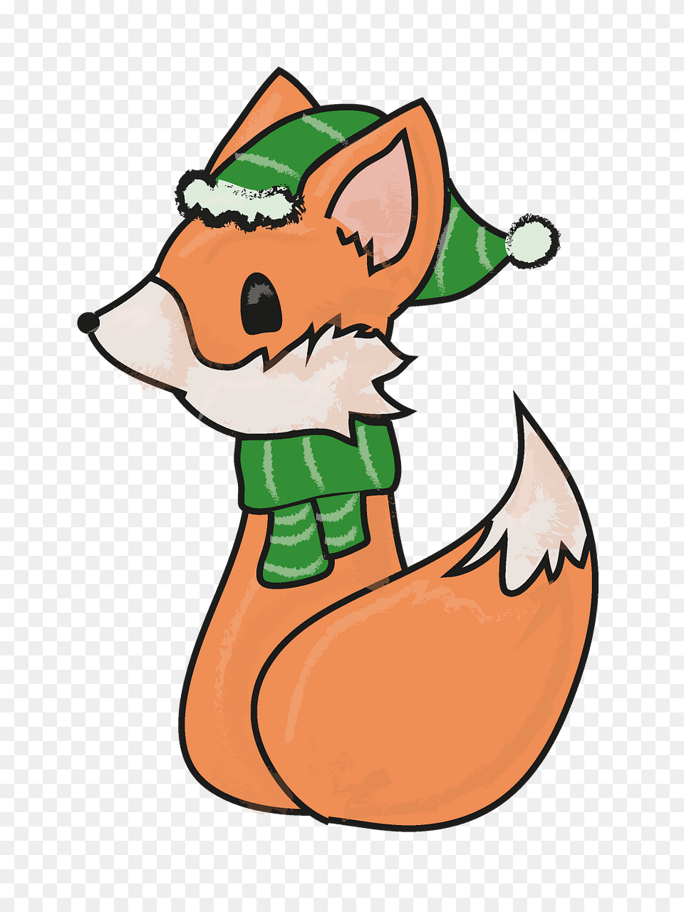 Fox In Hat And Scarf Clipart, Elf, Baby, Person, Art Free Png Download