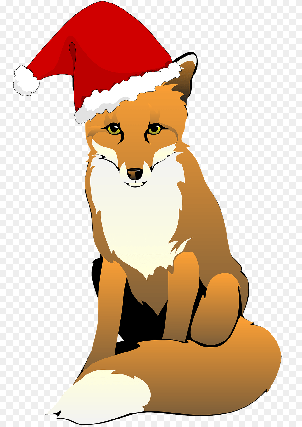 Fox Wearing Santa Hat Clipart, Baby, Person, Animal, Mammal Png Image