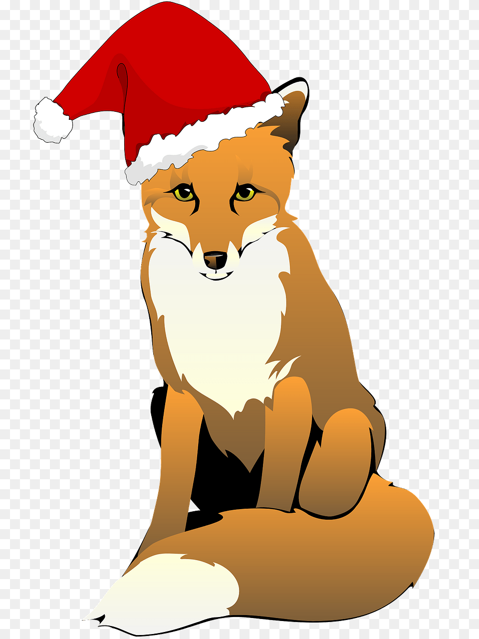 Fox Wearing Santa Hat Svg Fox Clipart, Baby, Person, Animal, Mammal Png Image