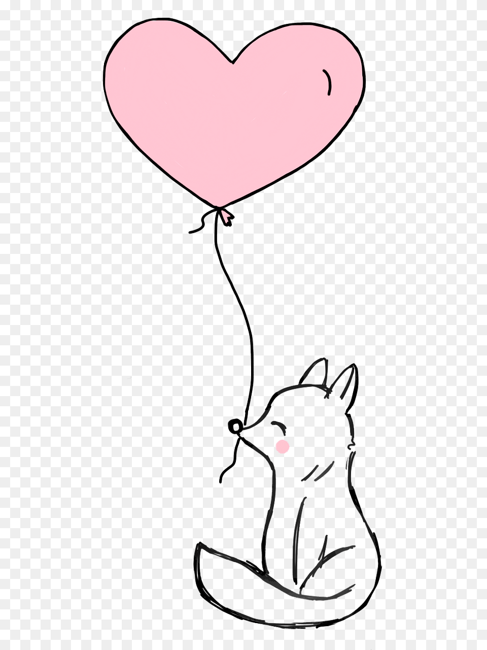 Fox With Heart Balloon Clipart Free Png